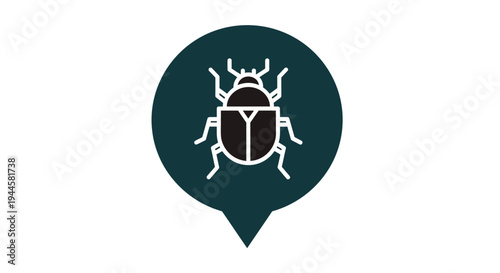 Stylized graphic icon of a beetle or bug, commonly used to represent software errors or pest control solutions in digital design