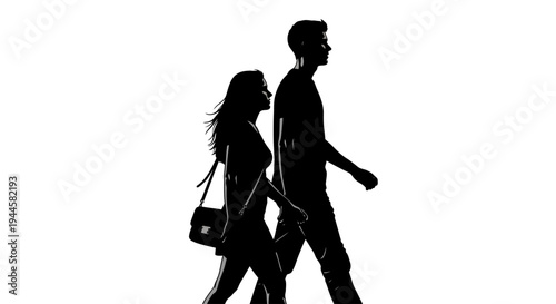 Silhouettes of a couple walking together, showcasing their relationship and connection