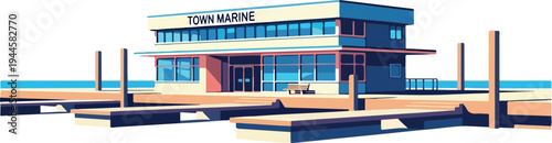 Vector illustration of modern town hall building