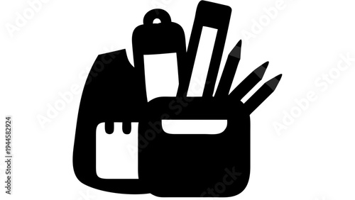 School bag with pencils and notebook vector