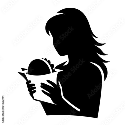 Woman eating sandwich