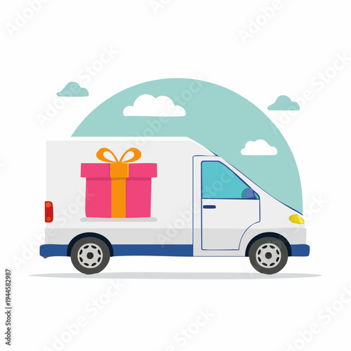 Delivery van with gift box transportation concept
