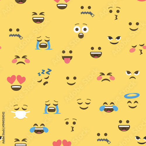 Seamless pattern of emoticons and emoji, emoji vector illustration, emoji background for social network.