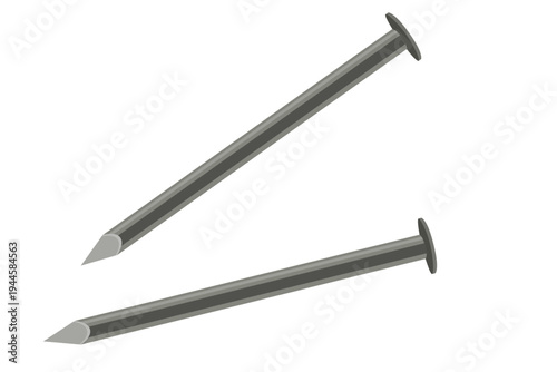 金属製の釘アイコンイラスト｜DIY・建築・固定用シンプル素材