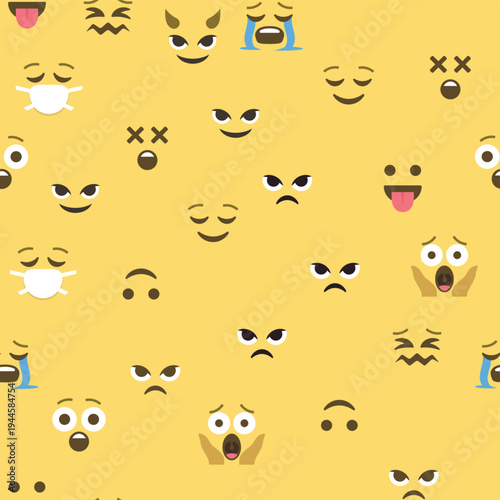 Seamless pattern of emoticons and emoji, emoji vector illustration, emoji background for social network.