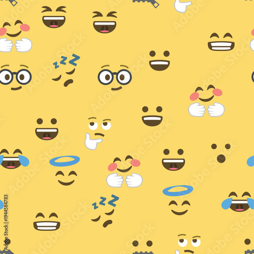 Seamless pattern of emoticons and emoji, emoji vector illustration, emoji background for social network.