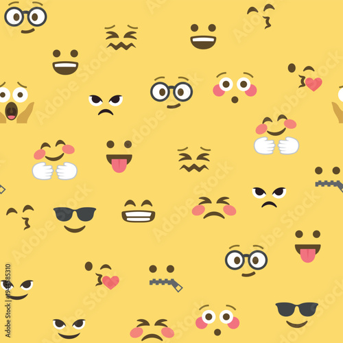 Seamless pattern of emoticons and emoji, emoji vector illustration, emoji background for social network.