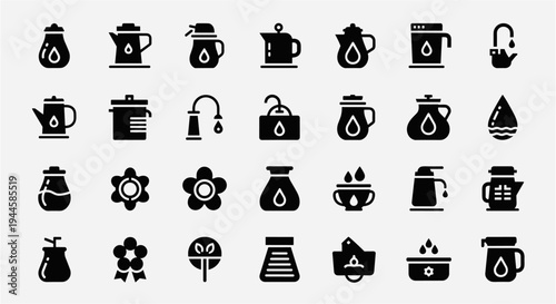 Collection of various liquid and water-related icons in a clean, modern, minimalist style