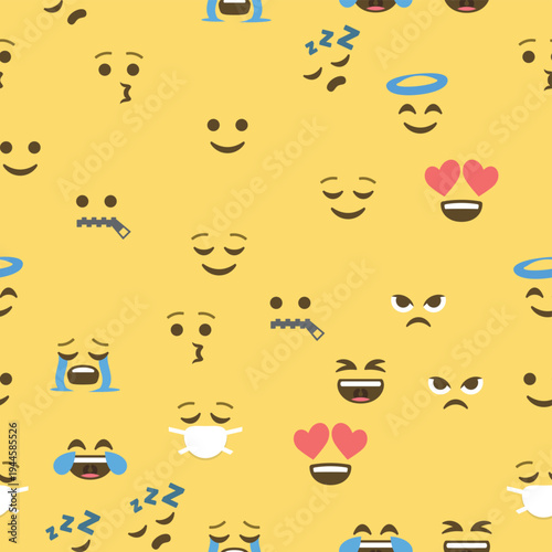 Seamless pattern of emoticons and emoji, emoji vector illustration, emoji background for social network.