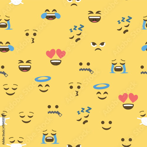 Seamless pattern of emoticons and emoji, emoji vector illustration, emoji background for social network.