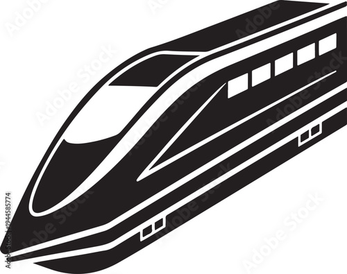 Modern high speed bullet train silhouette icon for fast rail transport and travel concepts