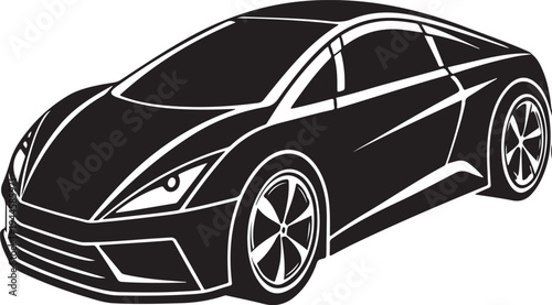 Isometric black vector drawing of a sports car a luxury vehicle for speed and performance