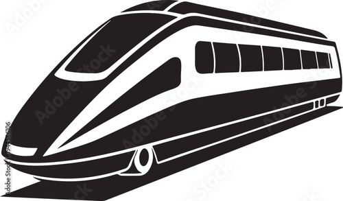 Modern high speed train vector silhouette on transparent background