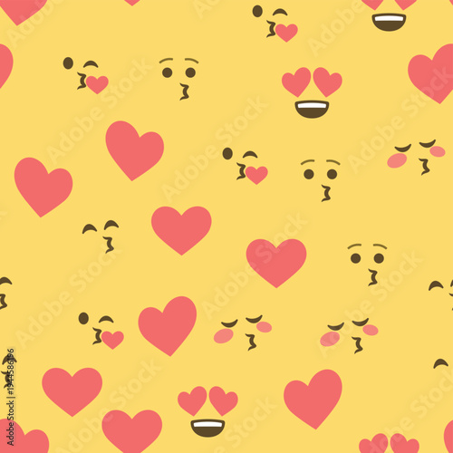 Seamless pattern of emoticons and emoji, emoji vector illustration, emoji background for social network.