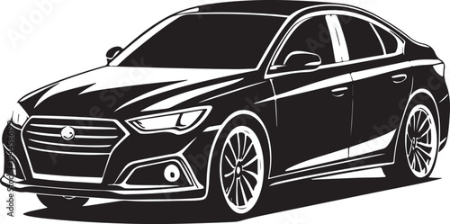 Luxury sedan car vector silhouette on transparent background