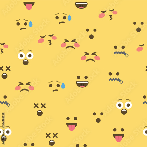 Seamless pattern of emoticons and emoji, emoji vector illustration, emoji background for social network.