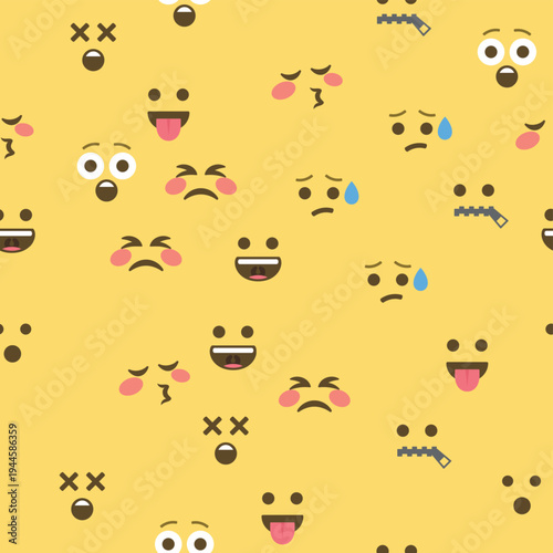 Seamless pattern of emoticons and emoji, emoji vector illustration, emoji background for social network.