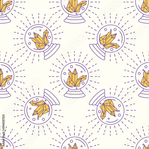 Silhouettes Magic symbols seamless pattern, with magical elements such as snake, eye, tarot cards, hand, skull, potion, moon, butterfly, mushrooms, stars. Witchcraft theme symbols and elements.