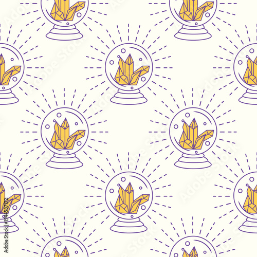 Silhouettes Magic symbols seamless pattern, with magical elements such as snake, eye, tarot cards, hand, skull, potion, moon, butterfly, mushrooms, stars. Witchcraft theme symbols and elements.