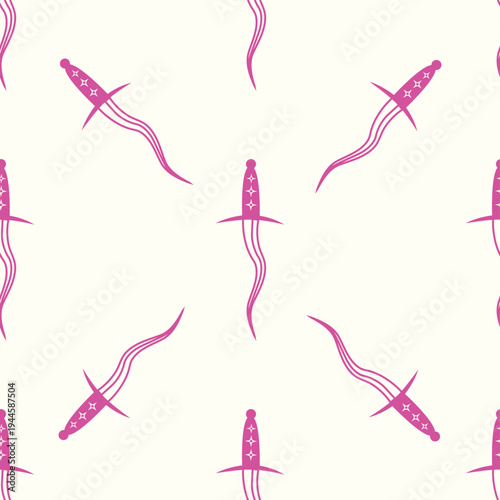 Silhouettes Magic symbols seamless pattern, with magical elements such as snake, eye, tarot cards, hand, skull, potion, moon, butterfly, mushrooms, stars. Witchcraft theme symbols and elements.