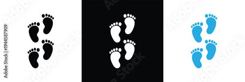 Baby feet icon vector set. footprint, newborn, kids feet sign. Vector Illustration . EPS 10 .