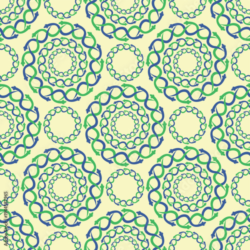 Silhouettes Magic symbols seamless pattern, with magical elements such as snake, eye, tarot cards, hand, skull, potion, moon, butterfly, mushrooms, stars. Witchcraft theme symbols and elements.