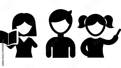 Kids education learning icons vector