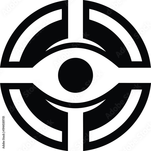 Abstract Cyber Eye Icon with Circular Target Reticle for Security and Surveillance Branding