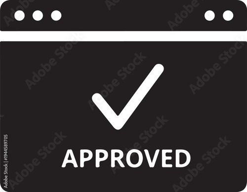 Approved Check Mark Window Icon – Online Verification Silhouette Vector