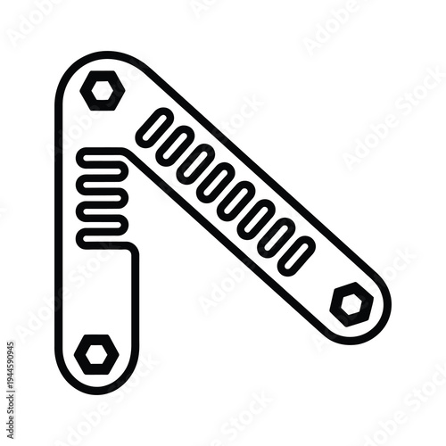 Vector of mechanical arm with a spring mechanism and bolts