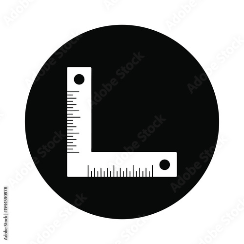 Vector of a square tool inside a circular black background