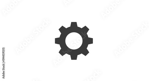 Black Cogwheel Isolated on White Background.