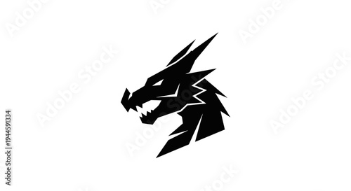 Black dragon head logo emblem.