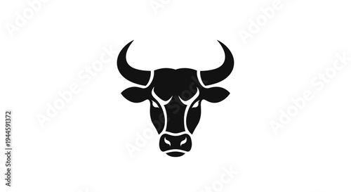 Black Cow Head Silhouette Graphic Illustration.