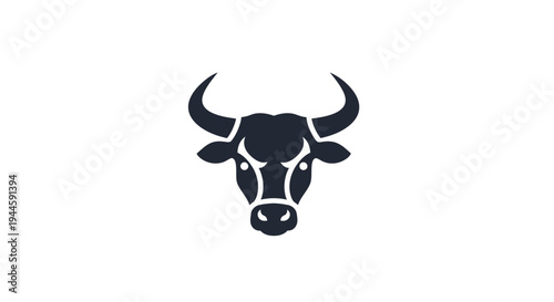 Black Cow Head Silhouette with Horns.