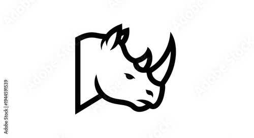 Black line art rhino head profile.