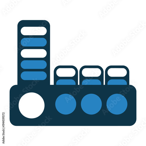Blue vector of a cruise ship or ferry with multiple decks and windows