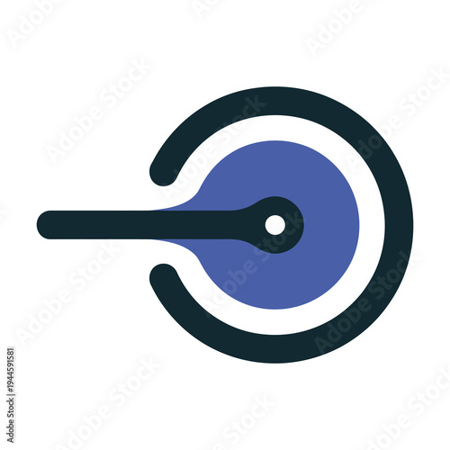 Modern circular vector design with a blue center and abstract eye-like shape