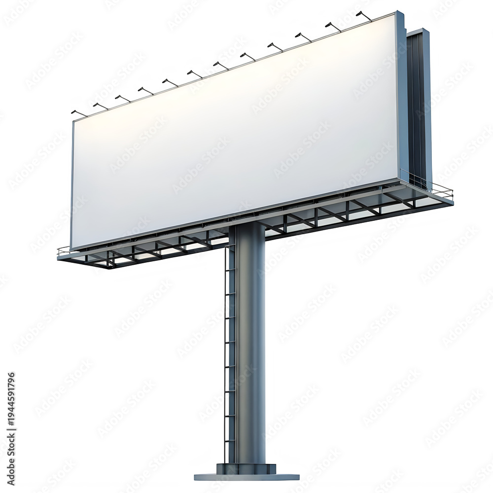 Obraz premium A large billboard structure with a blank advertising space on top of a metal pole. isolated on transparent background