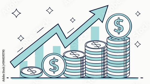 Financial Success with Upward Money Arrow, Editable Vector Illustration