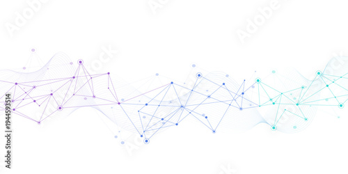 Abstract vector background with connected dots and lines forming a gradient network structure, representing technology, data, and communication for modern designs