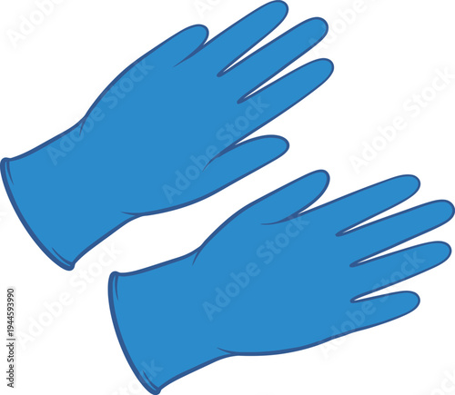Pair of blue medical gloves, protective hand gear for healthcare and hygiene