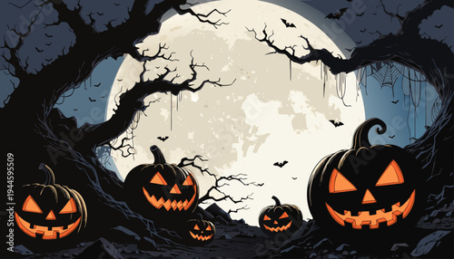 Stylized Spooky Halloween Pumpkin Character Design for Seasonal Holiday Decor