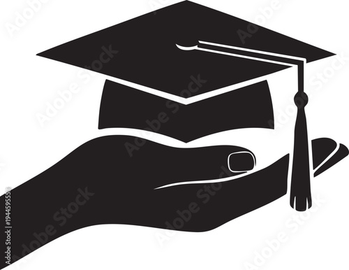 Vector graduation cap and hand icon