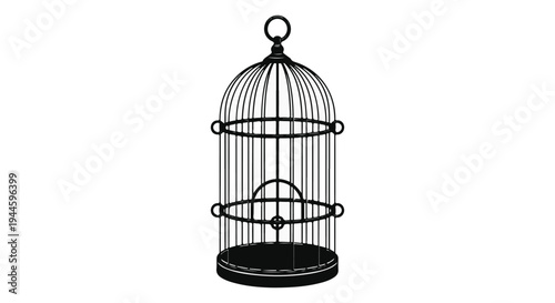 Black metal birdcage with dome top