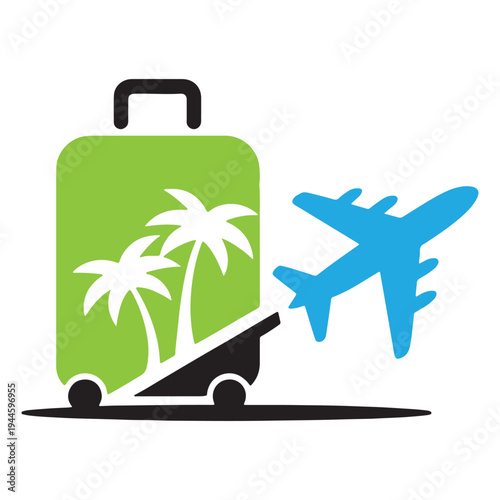 Vacation ready with a suitcase and airplane symbolizing travel and adventure