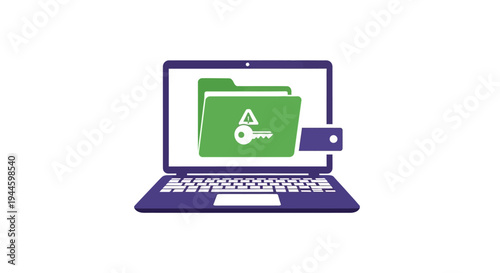 Laptop with secure folder icon.