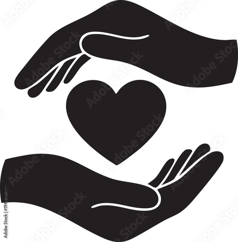 Vector illustration of hands holding a heart