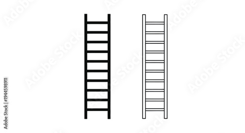 Two black and white illustrations of simple straight ladders