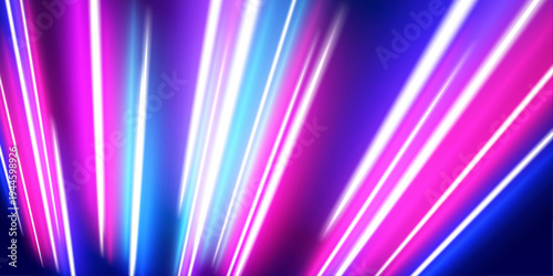 Clean glowing streaks extend endlessly through a dark digital environment, symbolizing speed and innovation. Blue neon tones shimmer softly. A minimalist futuristic design concept.